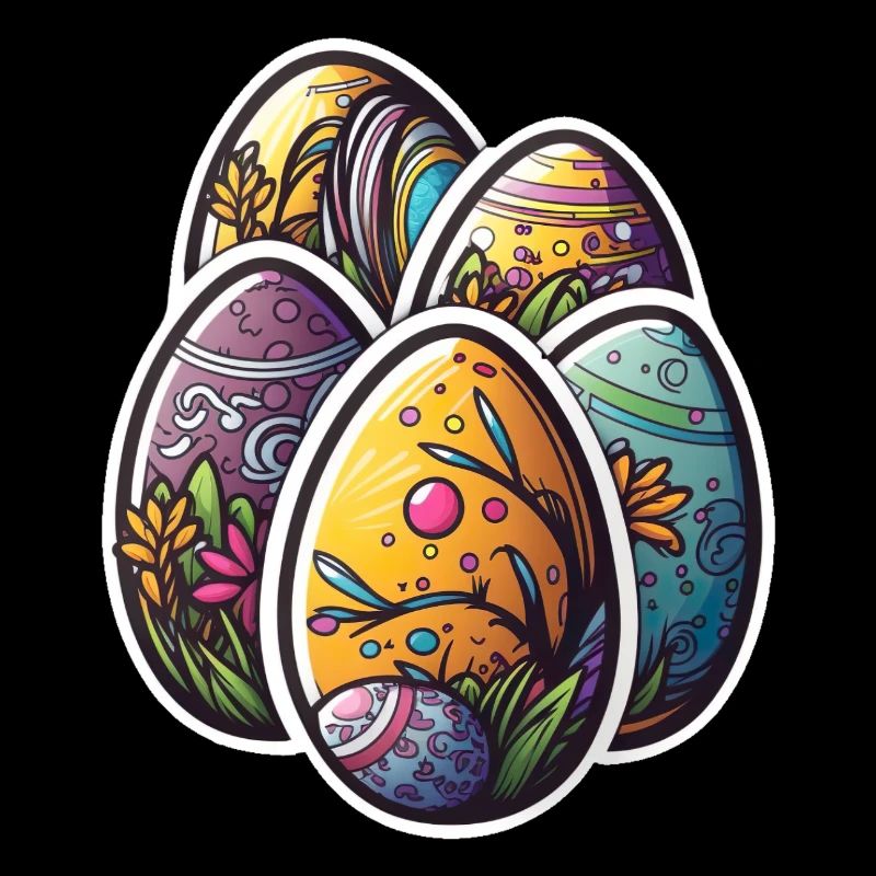 Frohe Ostereier Ostern Sticker bunt Farbenfroh