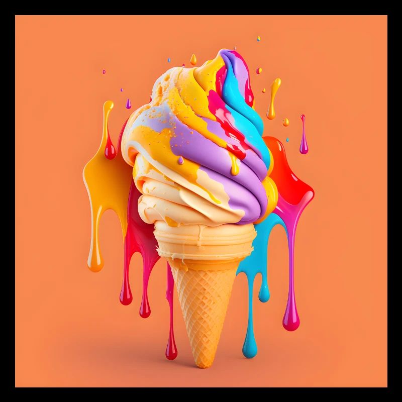 Eis mit Farbspritzern gegen