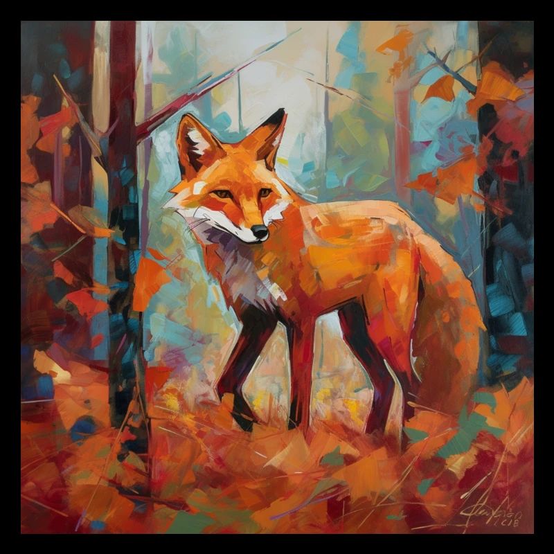 Abstrakter Fuchs im Herbstwald
