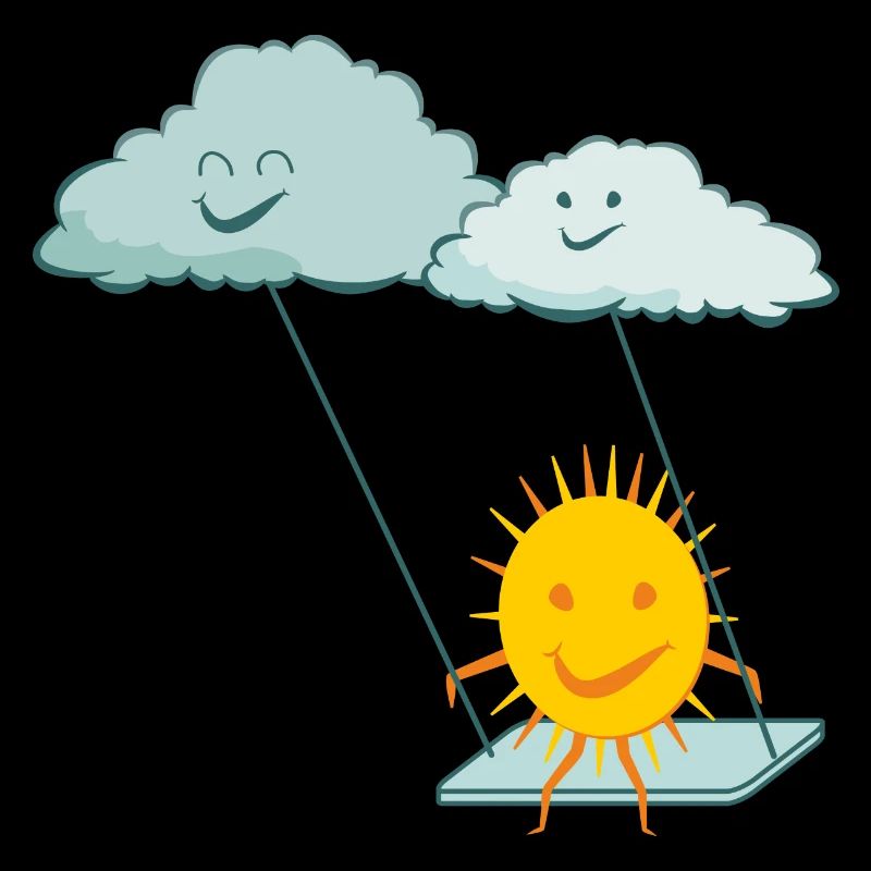 Funny sun and cute clouds