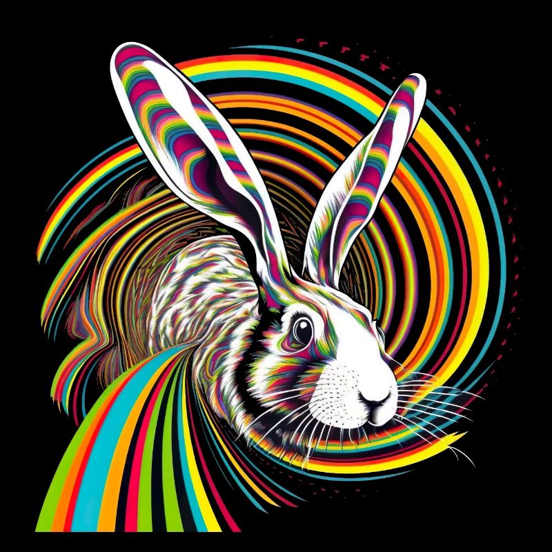 Lapin de Pâques coloré Aventure Psychédélique