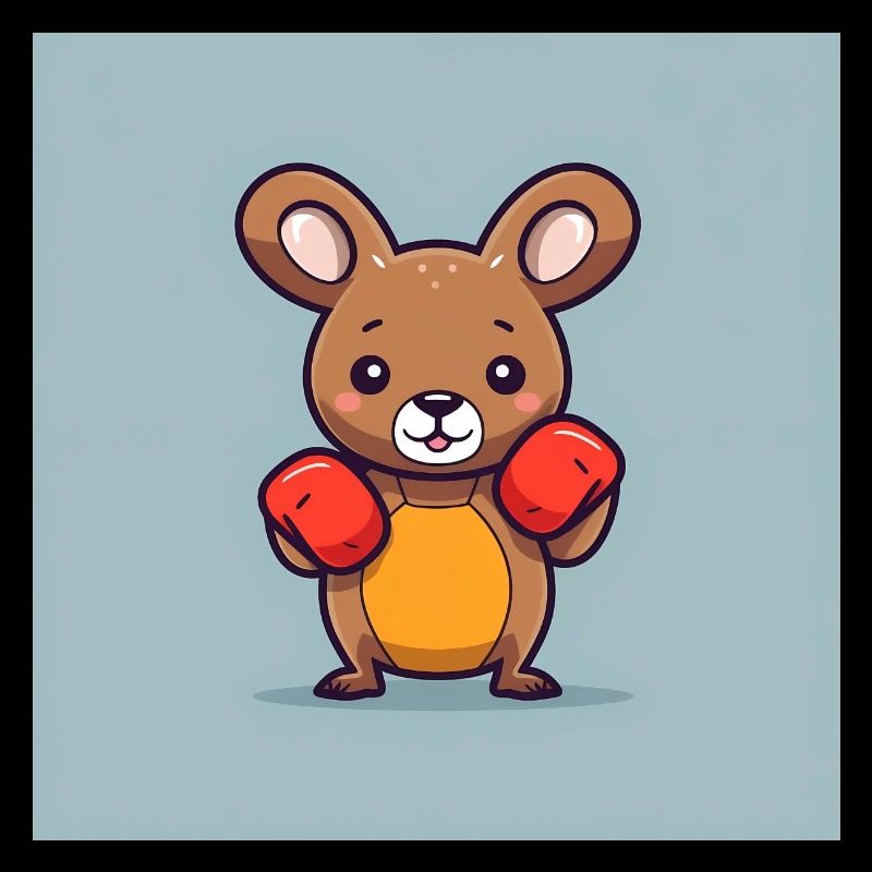 Mignon kangourou avec des gants de boîte