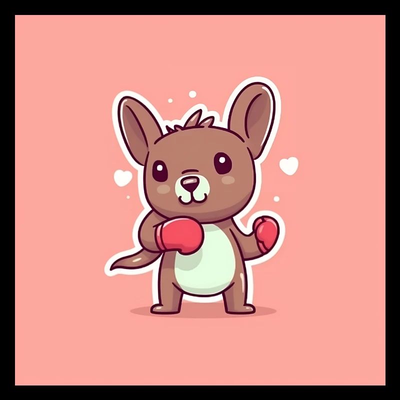 Mignon kangourou avec des gants de boîte