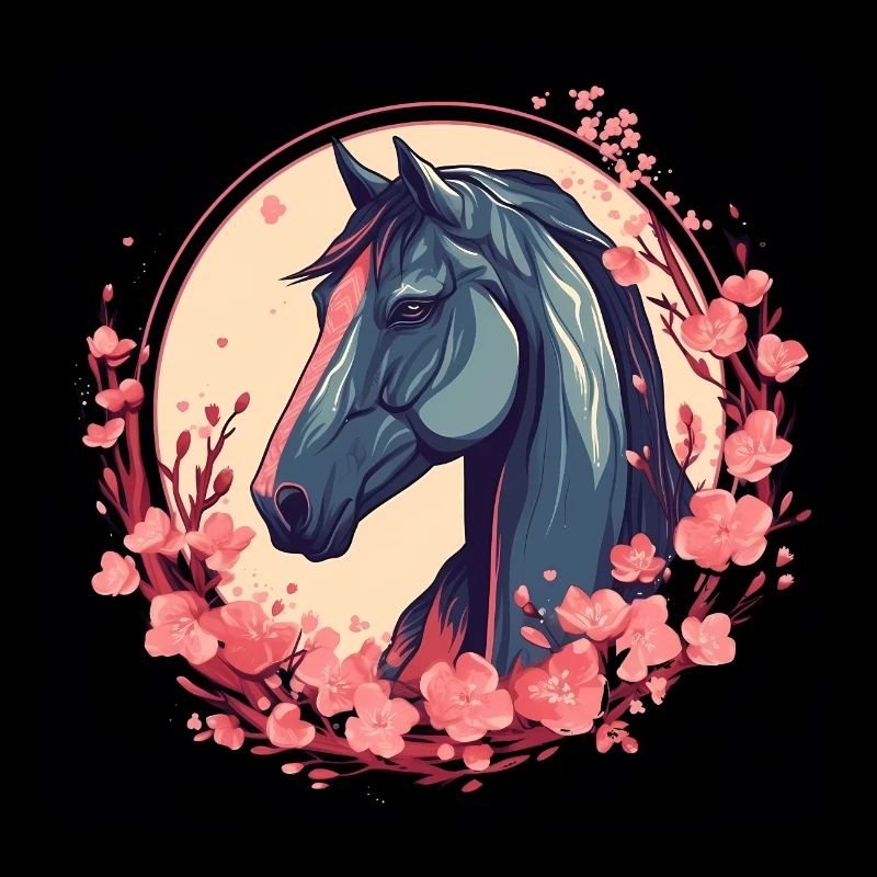 Cheval en anneau de fleurs