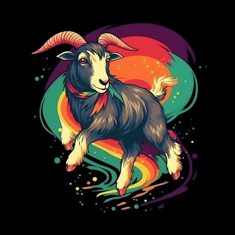 Springende Ziege im Regenbogen