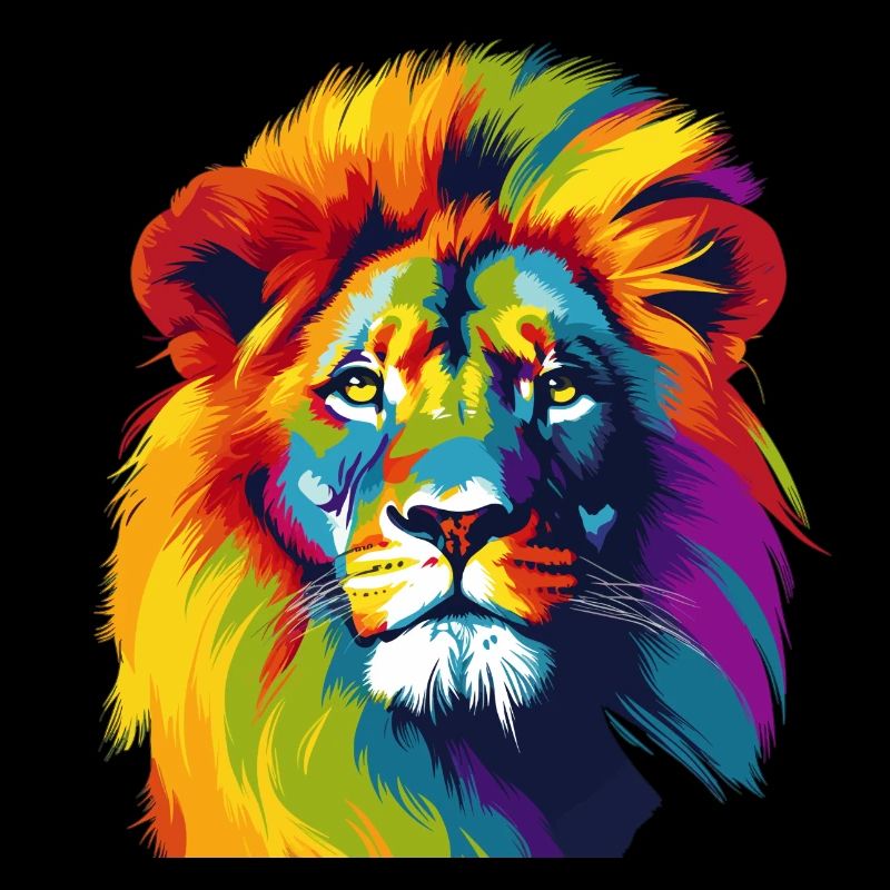 Lion couleurs néon fluorescent brillant