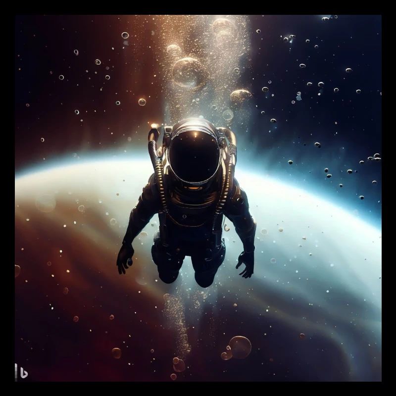 Astronaut in space Space Bubbles near ISS