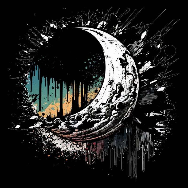 Moon Color Drop Black Multicolored