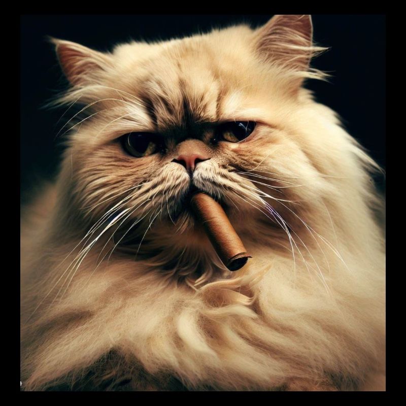 Persian cat Negan with cigar