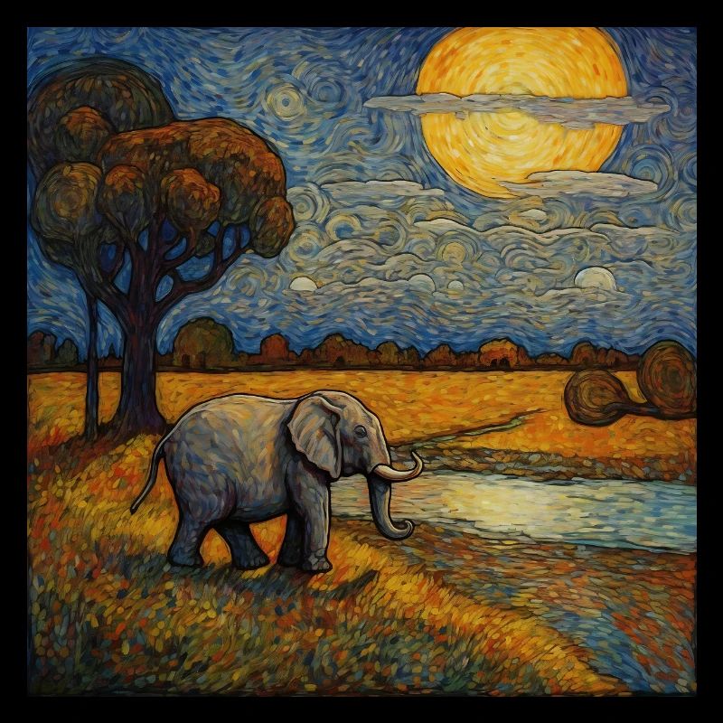 Elephant walks at night