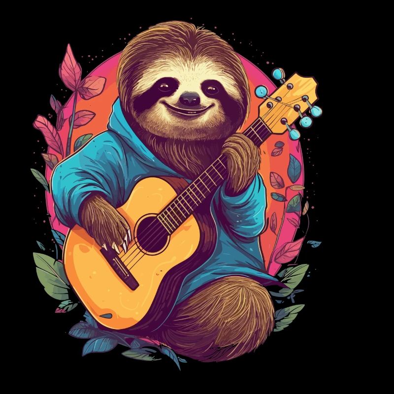 Sloth with guitar