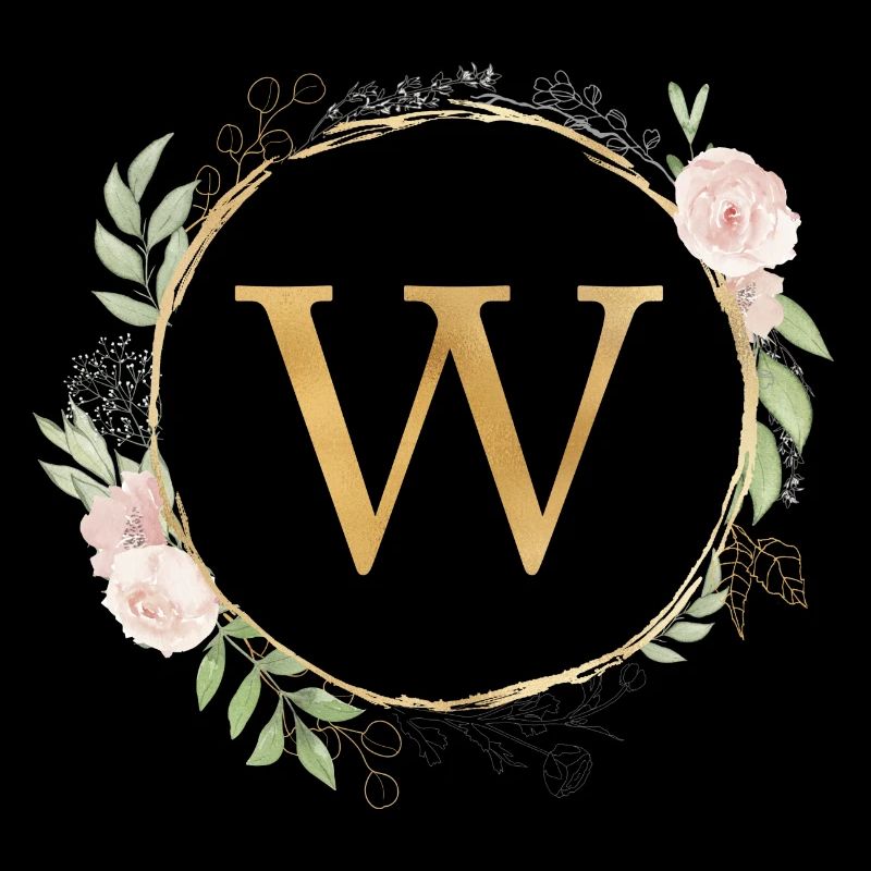 Personalisierbar Monogramm W Floral