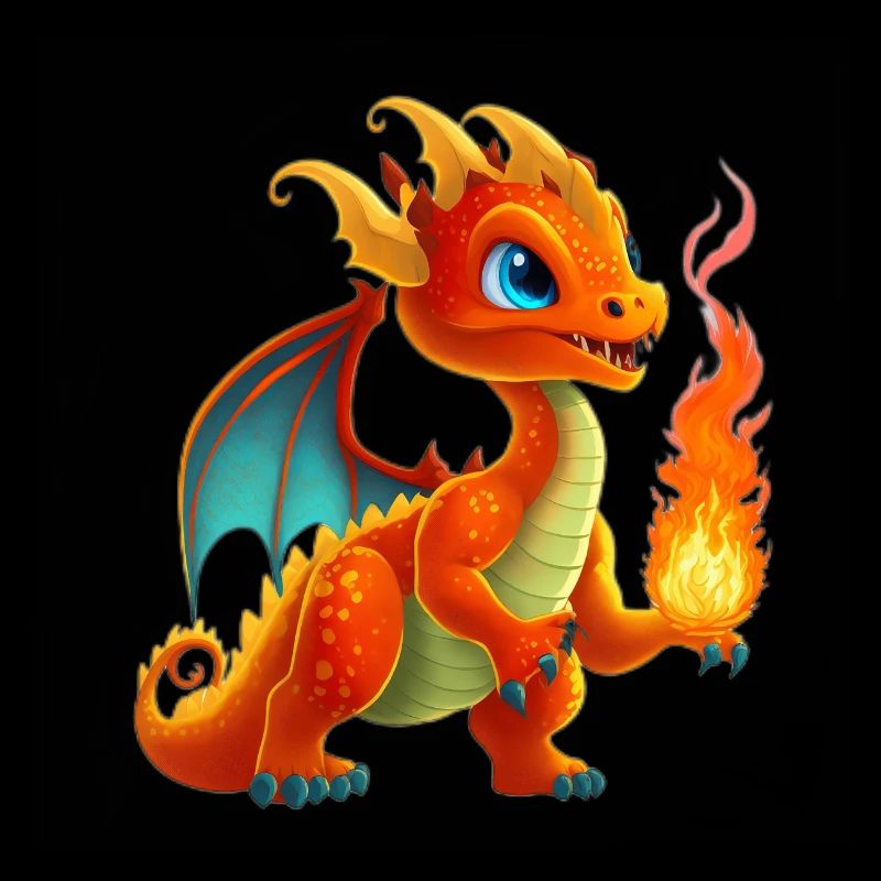 Flammiger Freund: Süßer Cartoon-Drache