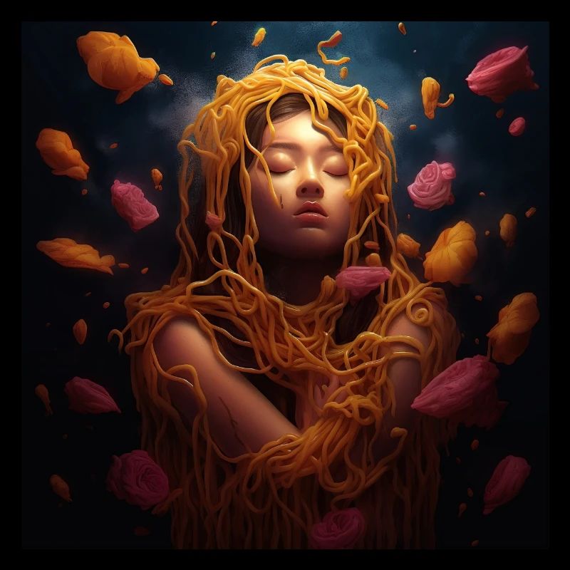 Spaghetti Kunst asiatisches Mädchen