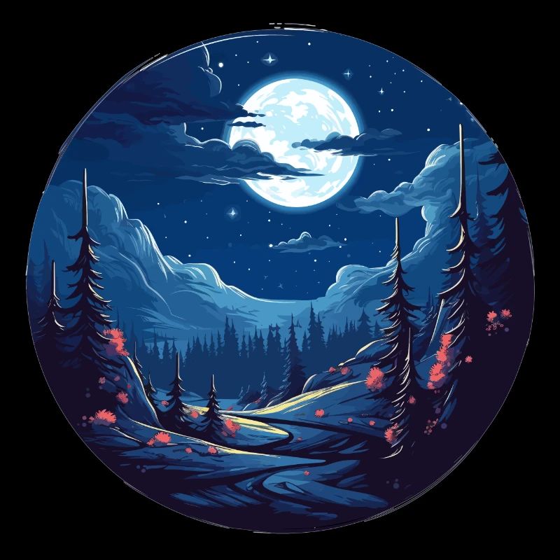 Forest landscape at night