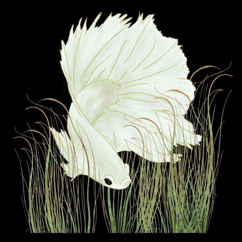 Betta Splendens Demi-Lune Blanche