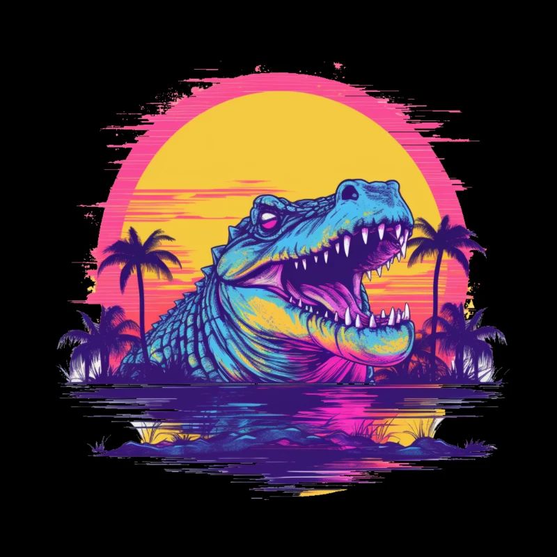 Rétro Crocodile Vaporwave
