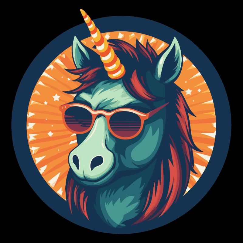 Einhorn mit Sonnenbrille, mythisches Pferd