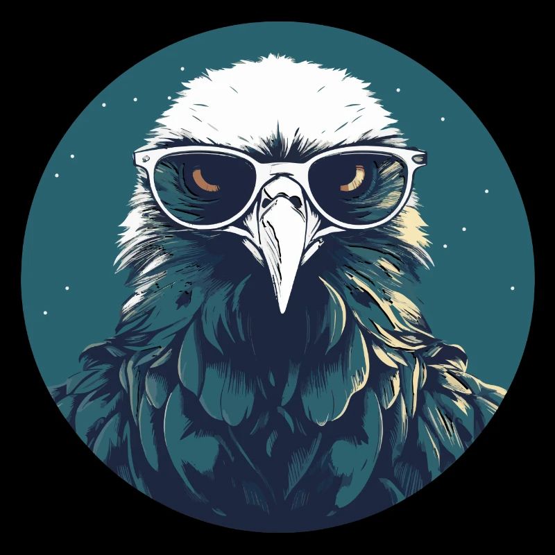 Eagle with sunglasses, falcon, bird