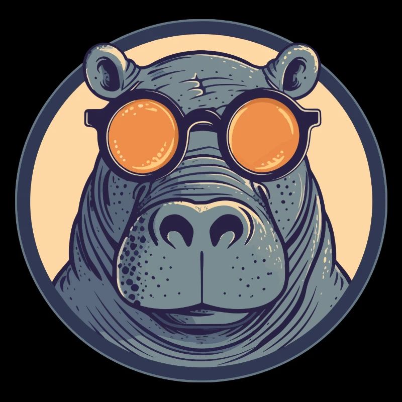 Nilpferd mit Sonnenbrille, Nilpferd, Wasserpferd