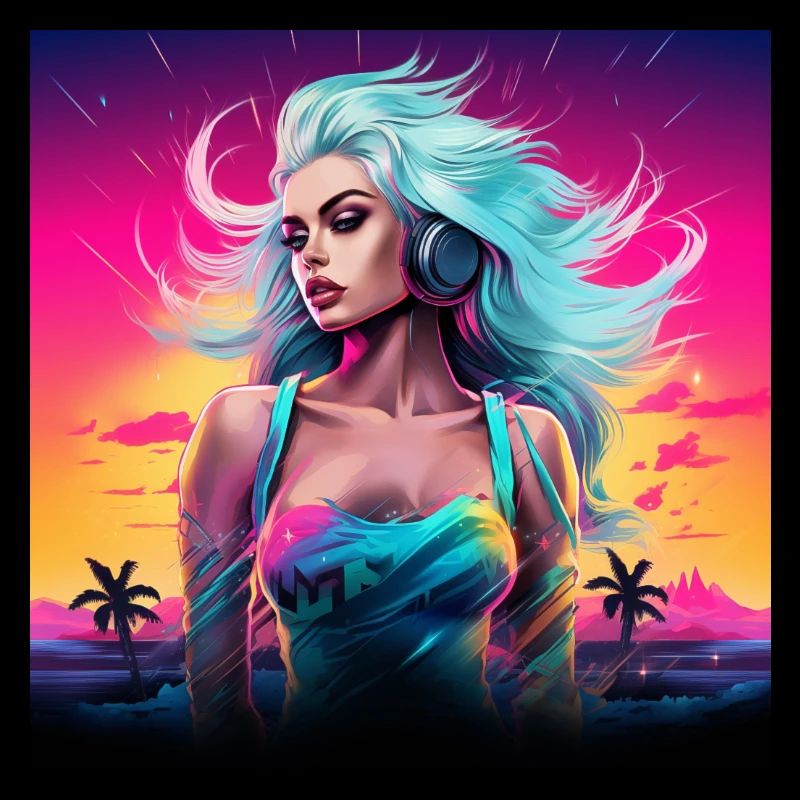 T-shirt synthwave intrigant, couleur vive