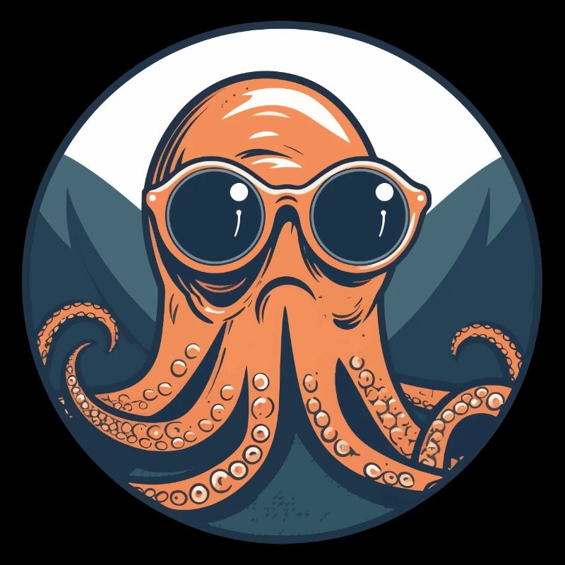 Octopus with sunglasses, cephalopods, octopuses, seas