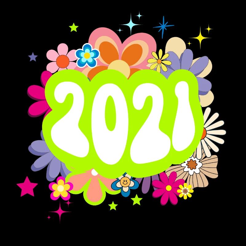 Year 2021 anniversary Groovy floral