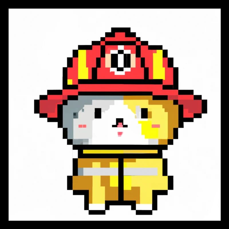 Pompier chat, Uniforme, Pixel Art