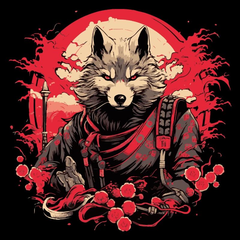 Japanischer Wolf Samurai