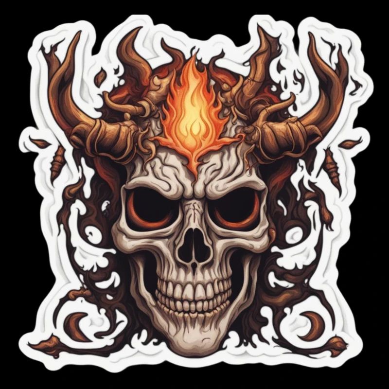 Horned Skull: Blue & Red Fires