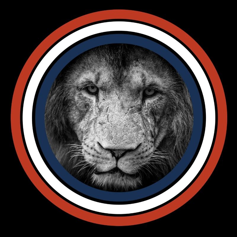 Lion circles red white blue