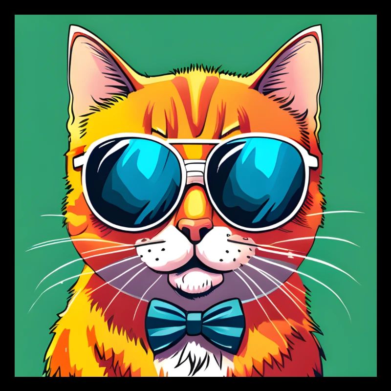 Classy Cat With Shades And A Bow Tie