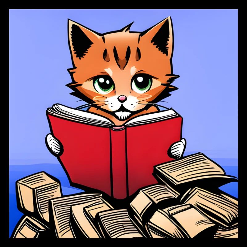 Cute Kitten Reading