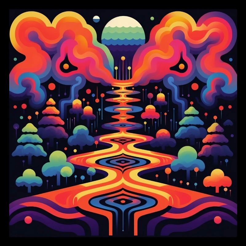 retro bunte Landschaft