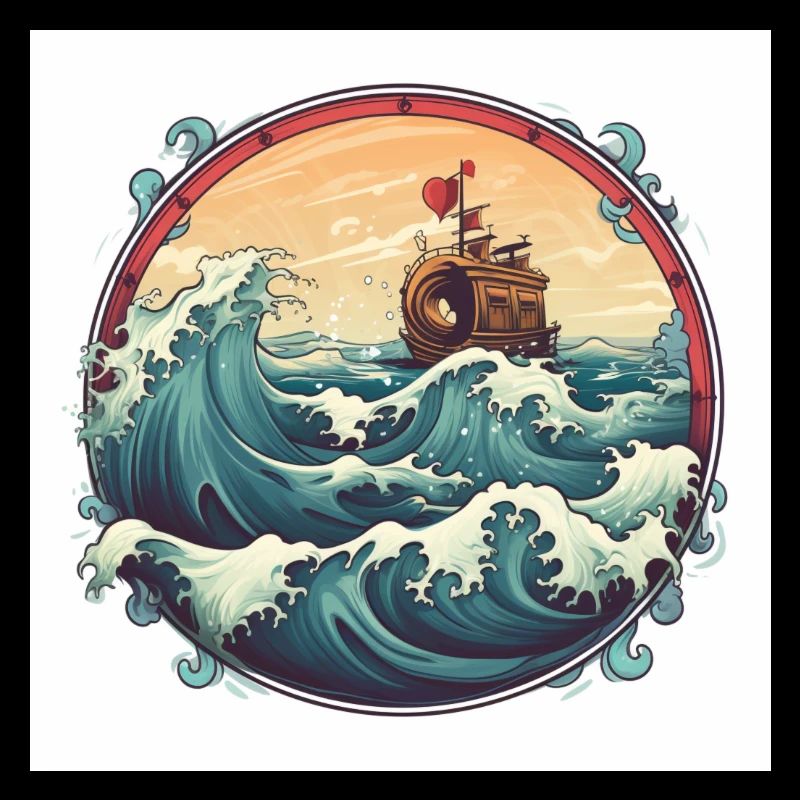 travel love symbol withe Kompass see waves