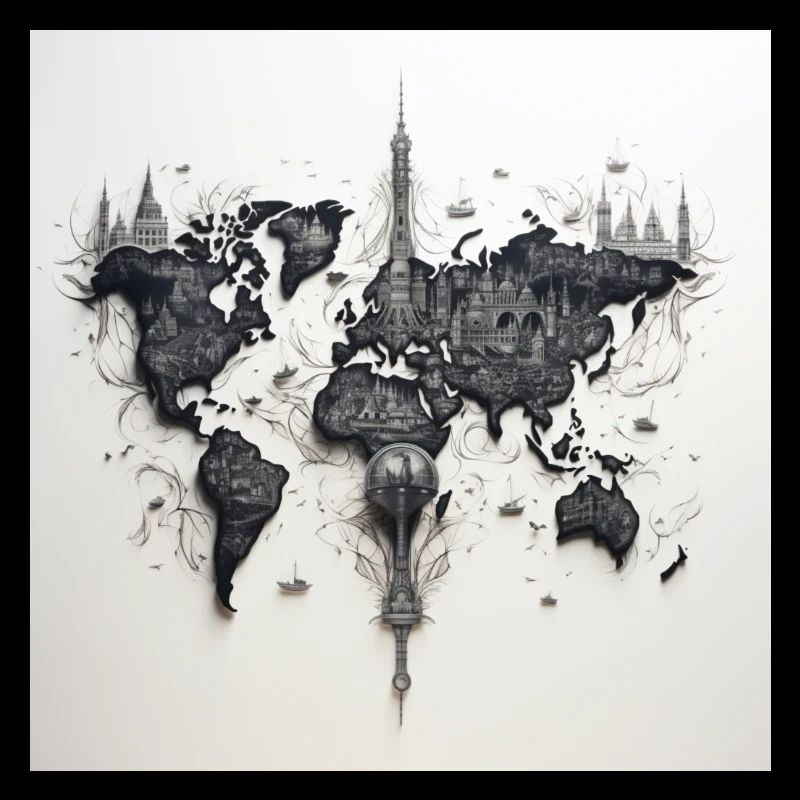 world map black and withe