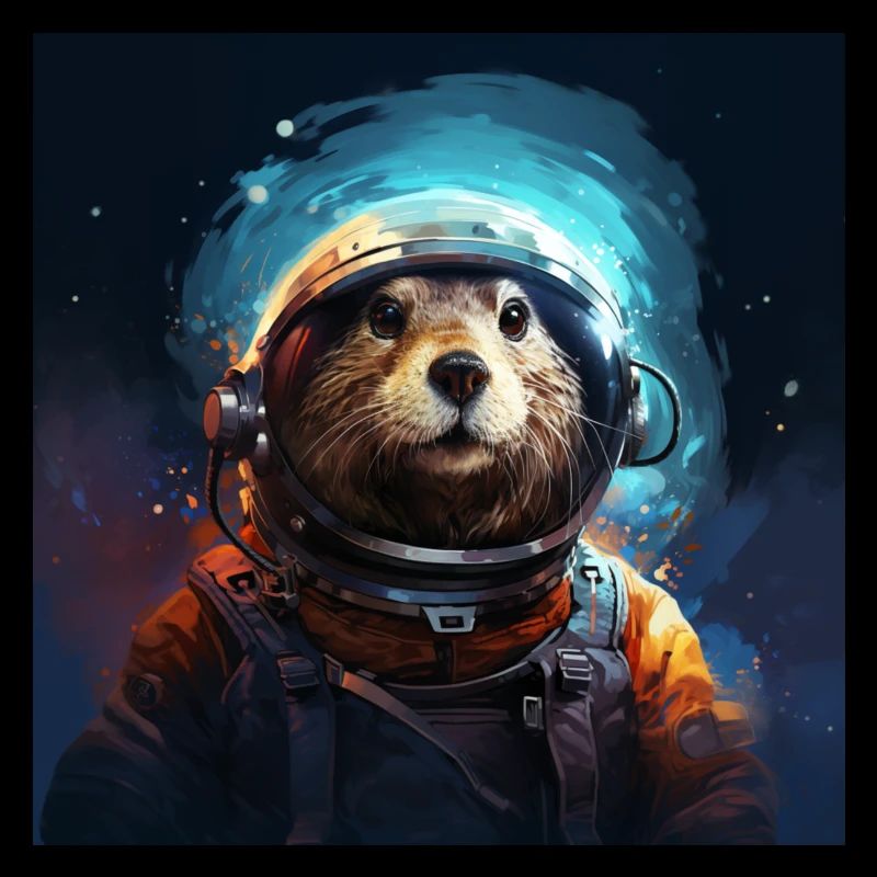 Otter in a spacesuit - Vector Illustration style