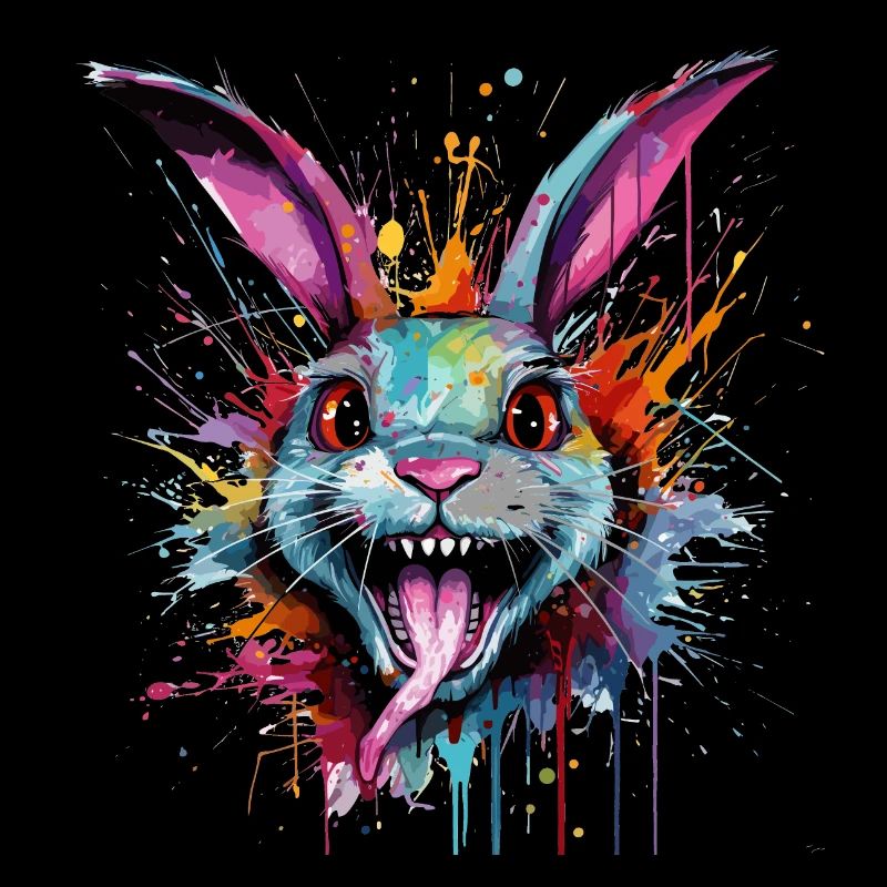 Lapin coloré et fou