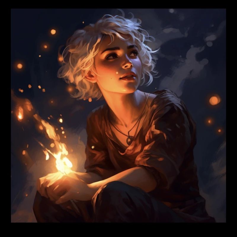 fille feu dans la main