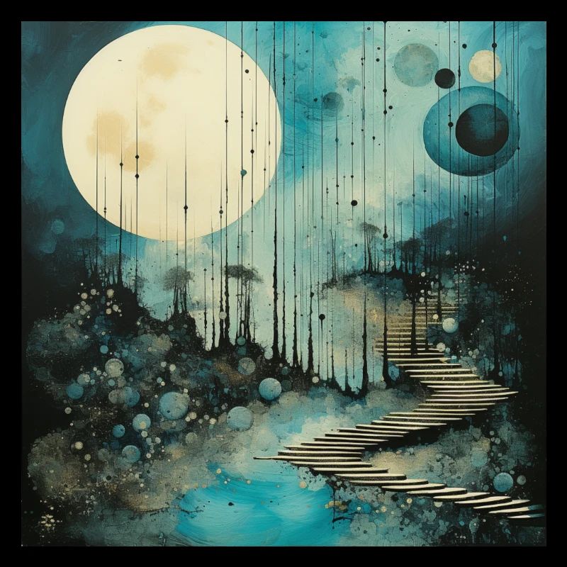 Stairs planets abstract