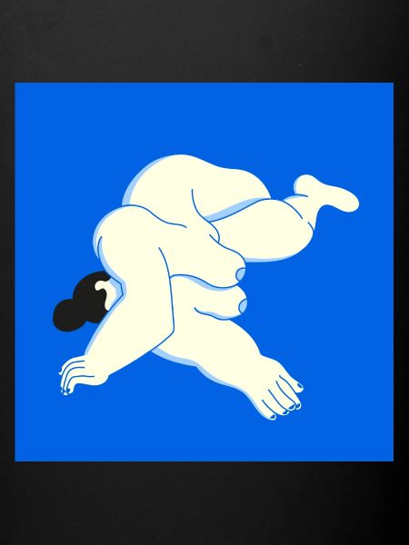 Frauenkörper auf blau
