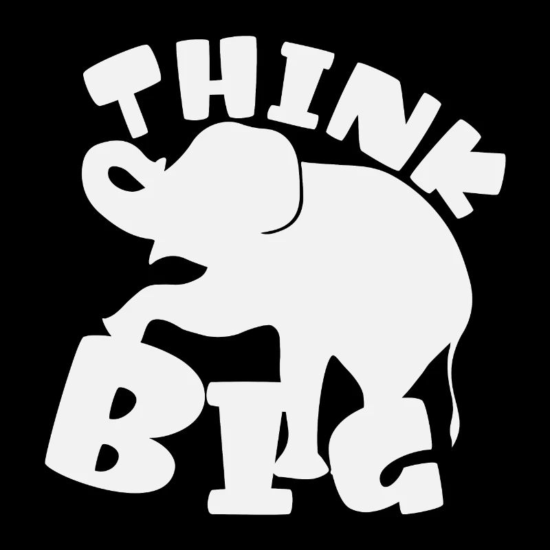 Think Big Elephant idea white siluett
