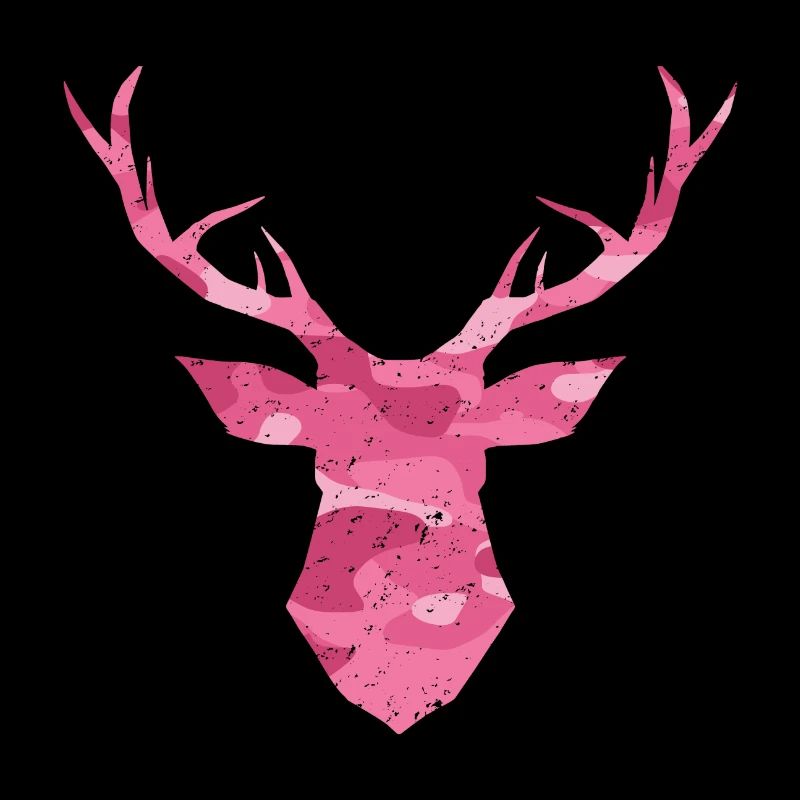 Hirschkopf Geweih Camouflage pink