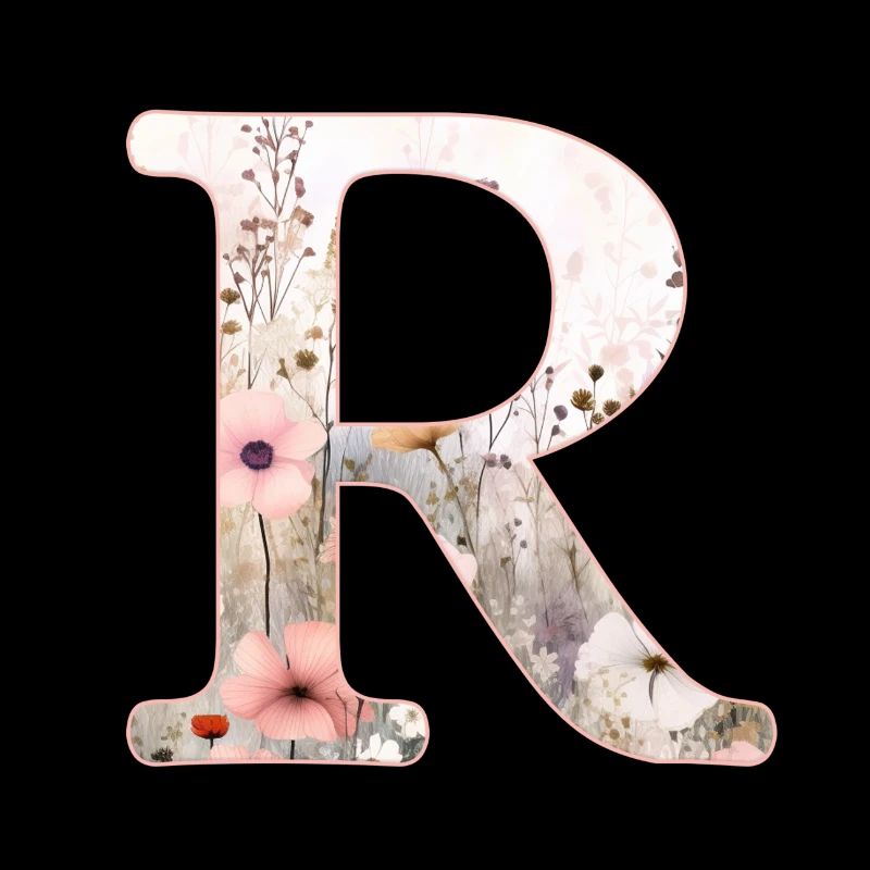 Personalisierbar Monogramm R Blumenmuster