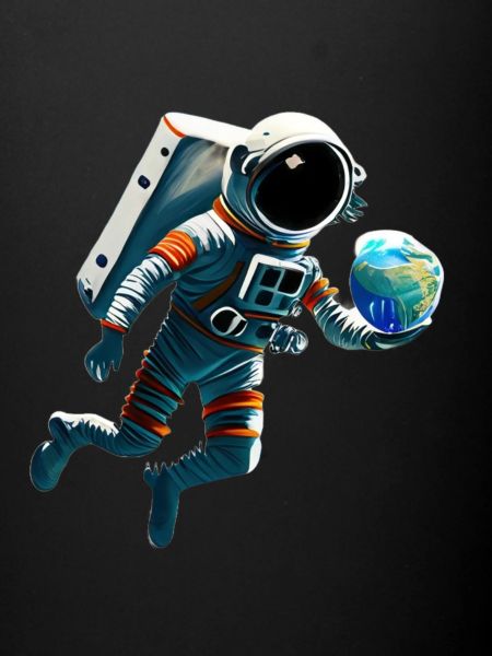 Astronaut with planets