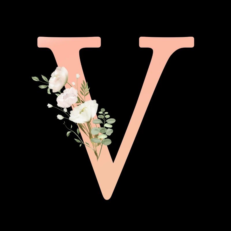 V monogramme, minimal, pastel, floral