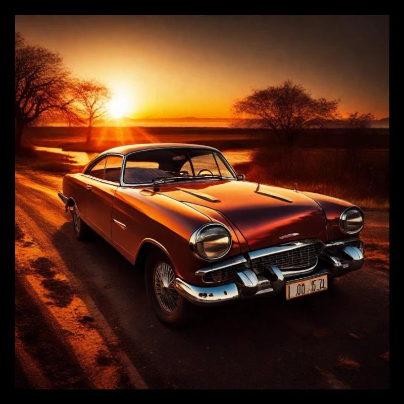 Car in sunset