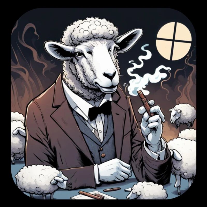 Schaf im anzug mit zigarre