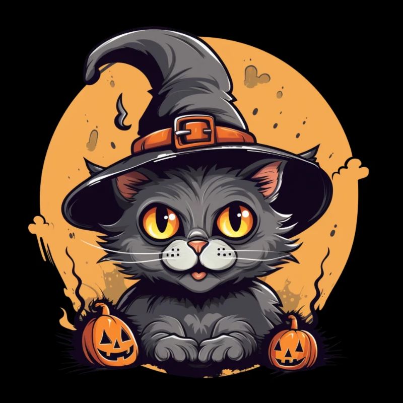 Chat d’Halloween sorcière