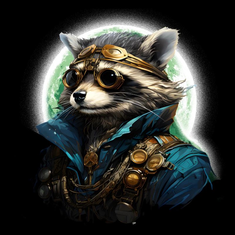 Steampunk Raccoon in sunlight